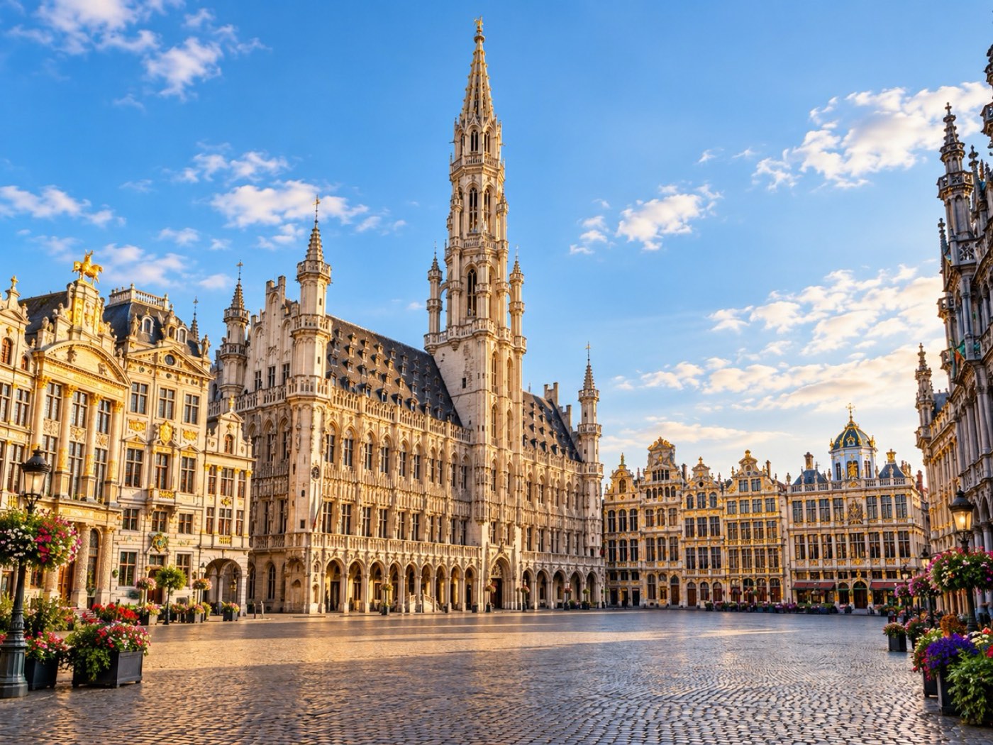 Illustrative view of Grand Place and Brussels Town Hall