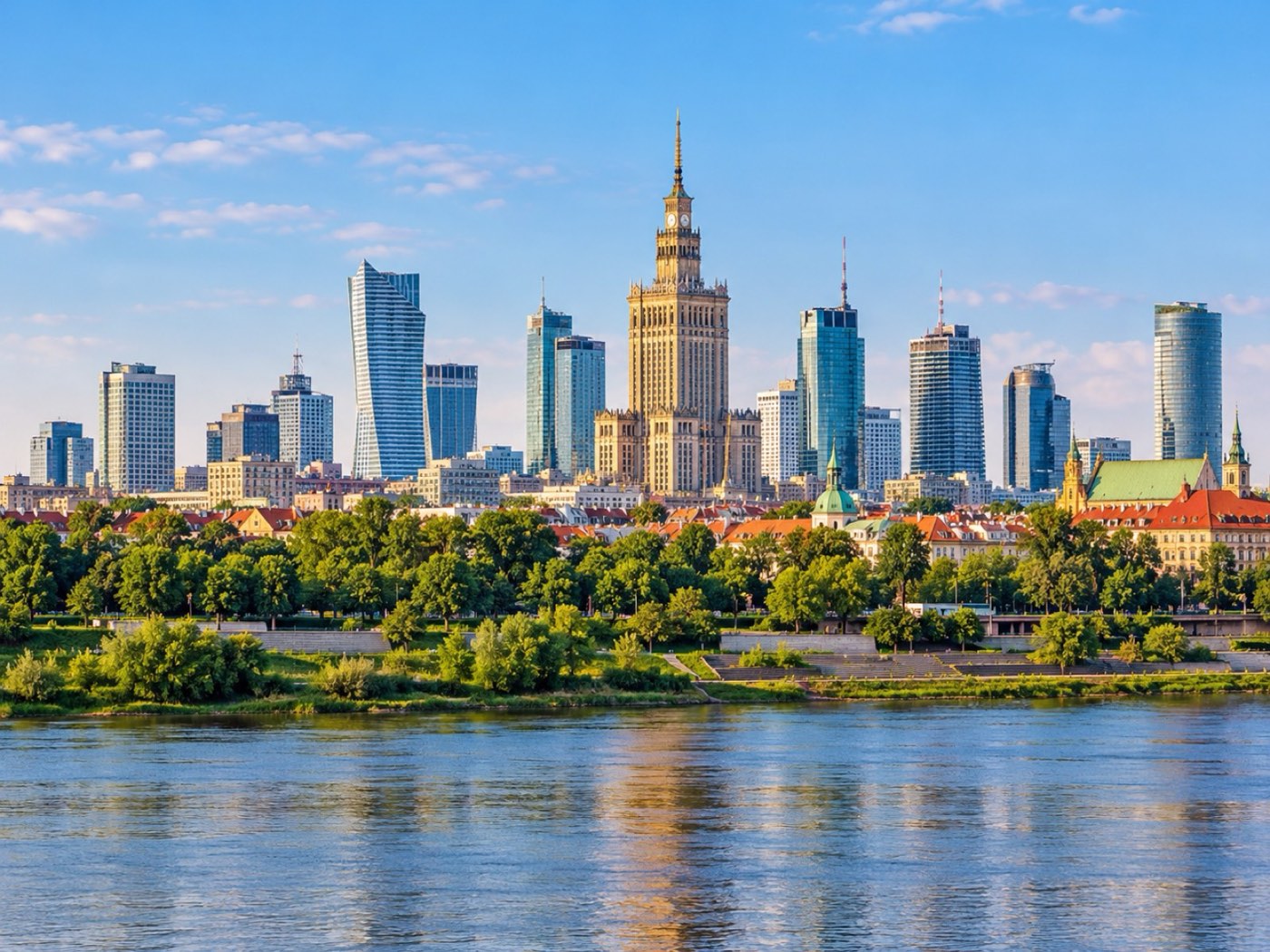 Illustrative view of Warsaw skyline and the Vistula River