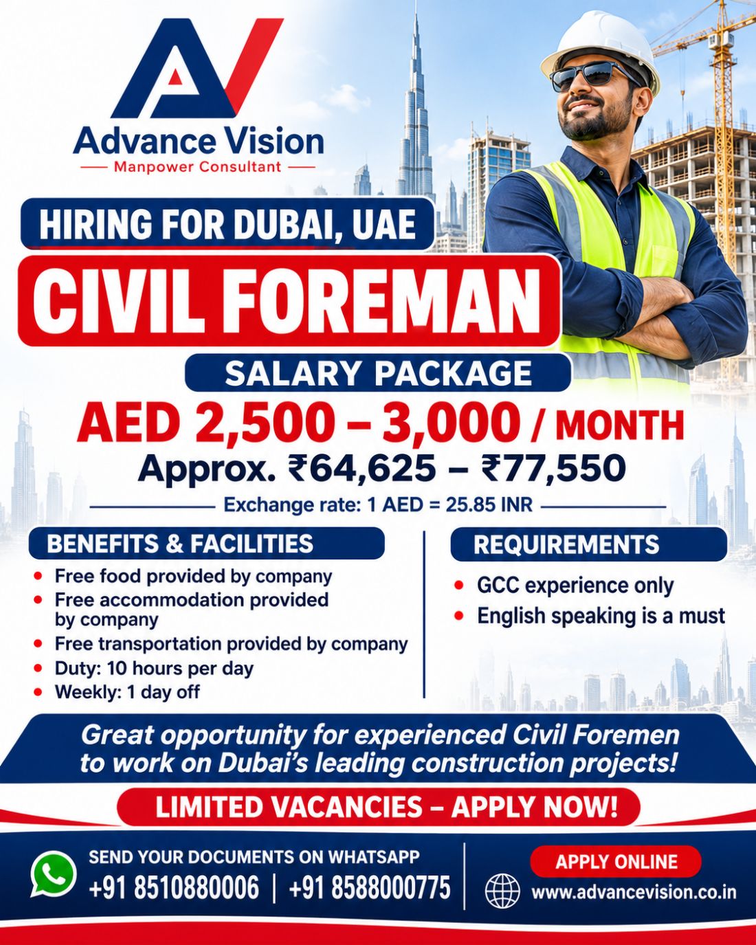 Job poster: Civil Foreman UAE in Dubai, United Arab Emirates